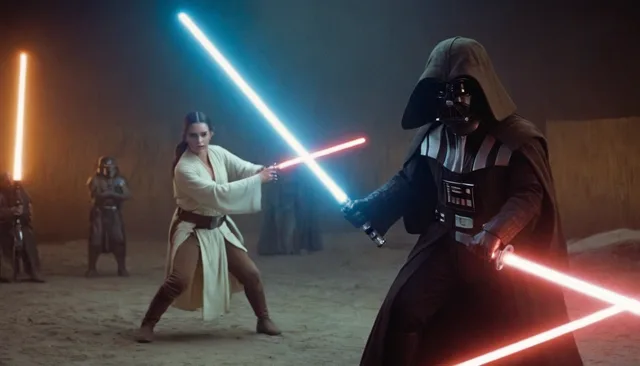 Weapons: lightsabers and blasters